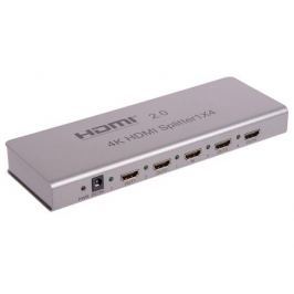 Разветвитель HDMI 4K Splitter ORIENT HSP0104H-2.0, 1-4, HDMI 2.0/3D, UHDTV 4K/ 60Hz (3840x2160)/HDTV1080p, HDCP2.2, EDID управление, RS232 порт, IR в