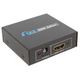 Разветвитель HDMI Orient HSP0102N, 1-2, HDMI 1.4/3D, HDTV1080p/1080i/720p, HDCP1.2, внешний БП-зарядник 1xUSB 5В/1A, метал.корпус