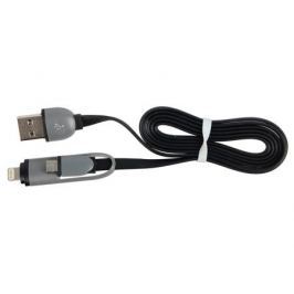 Кабель 2в1 MicroUSB+Lightning 8pin-USB Ritmix RCC-200 Black для синхронизации/зарядки, 1м
