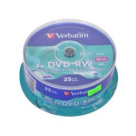 DVD-RW Verbatim 4.7Gb 4x 25шт Cake Box