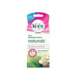 VEET Восковые полоски c маслом ши для чувствительных участков тела лицо серии Naturals Easy Gel-wax