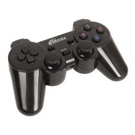 Геймпад RITMIX GP-020WPS Black беспроводной 2,4 Ггц, для ПК/PS3, USB+PS коннектор 2 вибромотора, 17 кнопок, кабель 1,5м