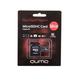 MicroSDHC QUMO 16Gb Class10 + Адаптер (QM16MICSDHC10)