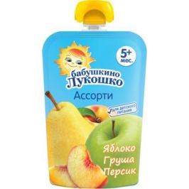 Пюре Бабушкино Лукошко Яблоко, груша и персик с 5 мес. 90 г (пауч)