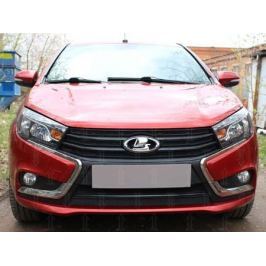 Защита радиатора, чёрная, верх (4 части) Allest LADVES.top.black для LADA Vesta 2015-